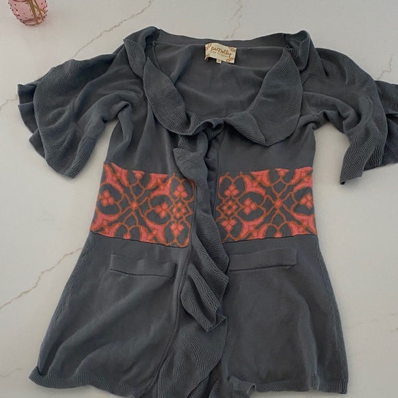 LiaMolly Organic Cotton Ruffle Cardigan Sweater | Boho Artsy Chic - Picture 1 of 14